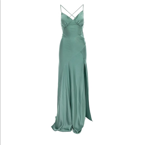 Roserry SEVILLE SATIN MAXI DRESS IN OCEAN BLUE GREEN M/L - Picture 1 of 9